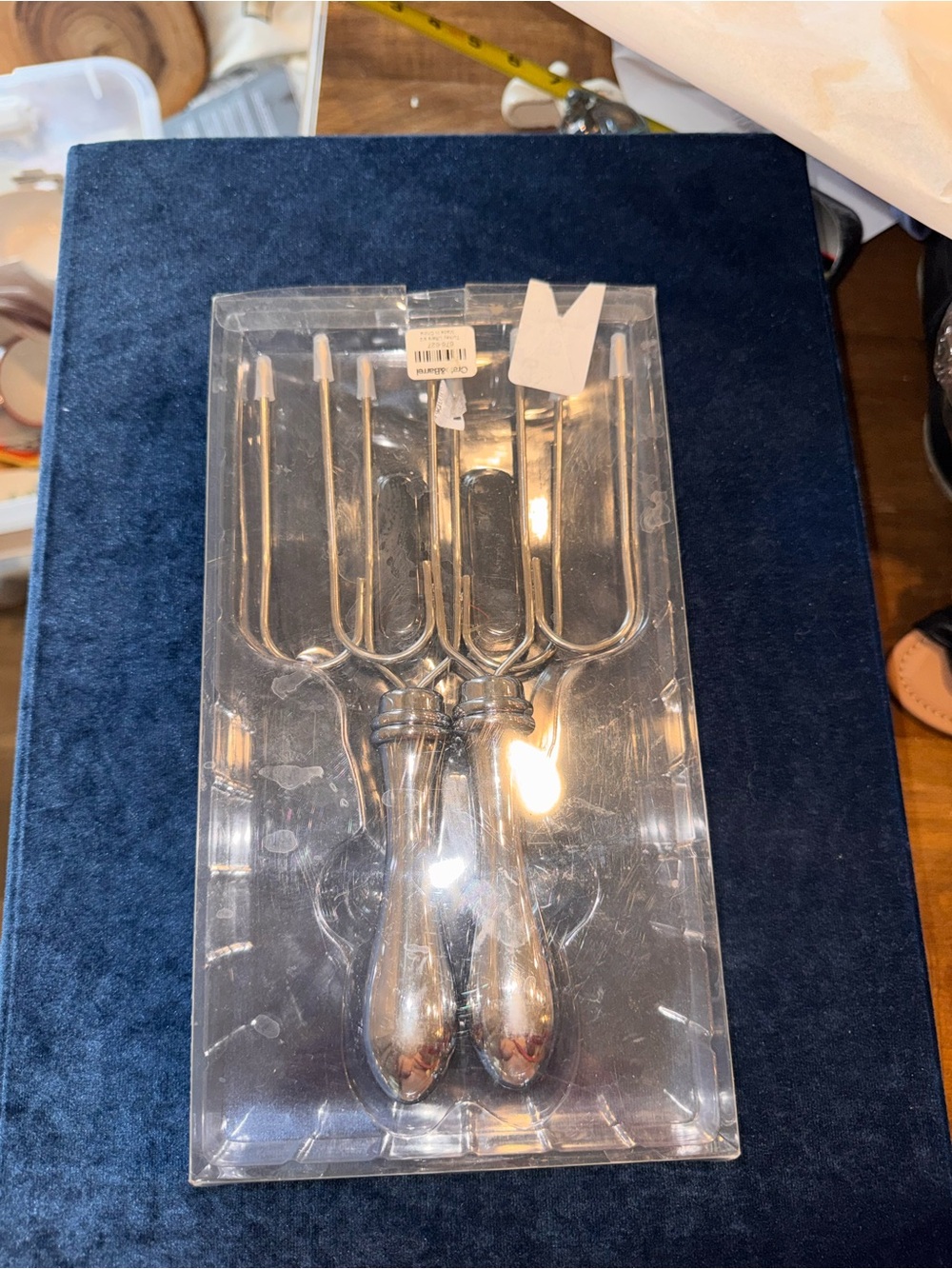 Crate&Barrel Silver Metal Turkey Forks - Set of 2